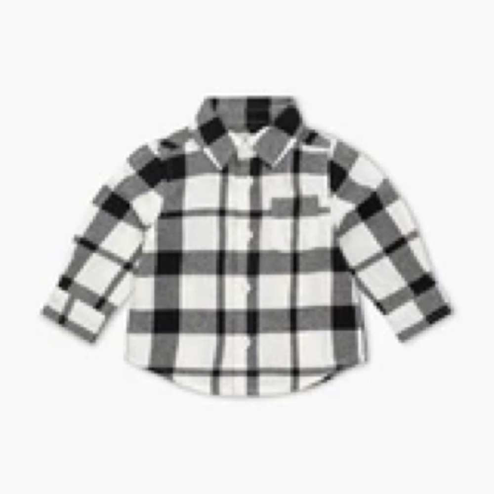 Monica + Andy Black White Buffalo Check Flannel Shirt 2T NWOT
